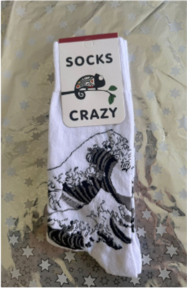 Kunst sokken - De Grote Golf van Kanagawa: Hokusai - 1+1 Gratis, tweede paar verrassingsdesign