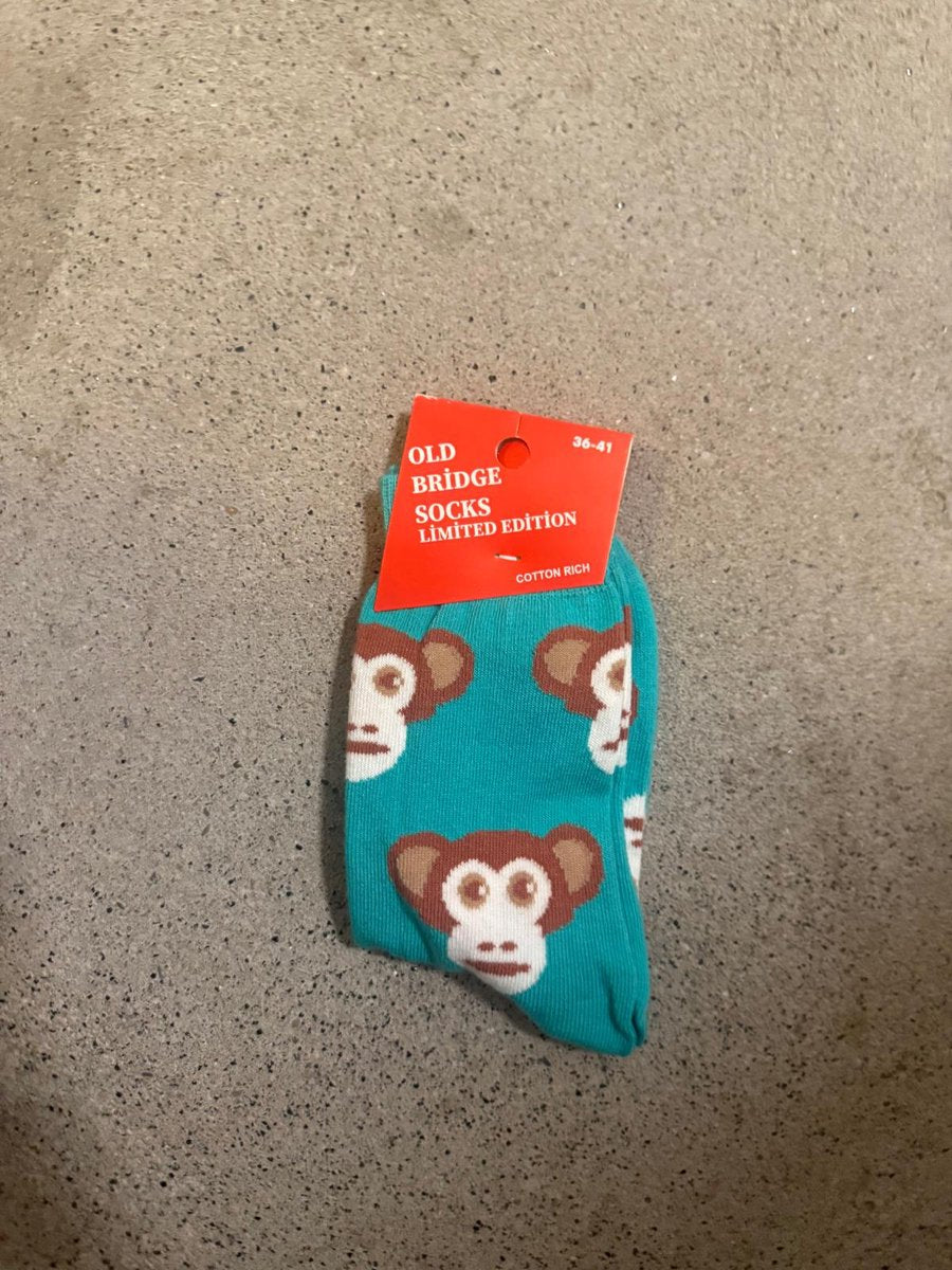 Kunstsokken Monkey Fun – Vrolijke Sokken -Unisex - 1+1 Gratis, tweede paar verrassingsdesign