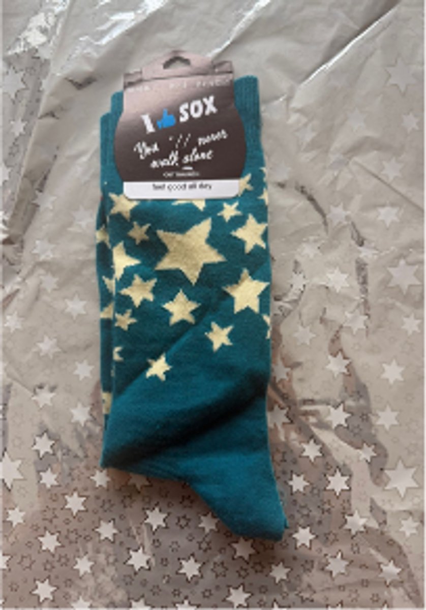 Kunstsokken - i Like Socks -Stars Blauw - Gratis, tweede paar verrassingsdesign