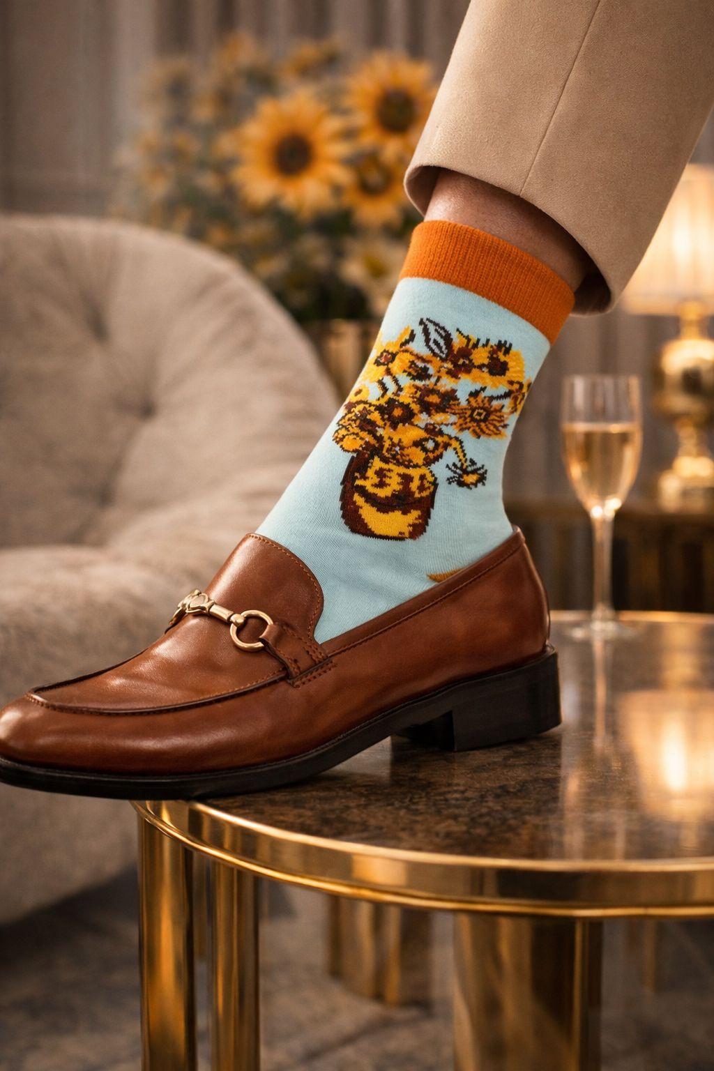 kunstsokken Van Gogh Kunstsokken – Sunflowers & Starry Night – 5 Pack